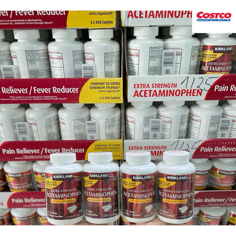 Kirkland Extra Strength Acetaminophen 500mg chai 500 viên