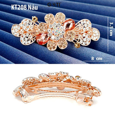 GOTI – Phụ Kiện Tóc Nữ - Kẹp Tóc Hình Hoa Lớn Đính 2 Đá Màu Nâu Sang Trọng Quà Tặng Nữ 20/10 8/3 KT208