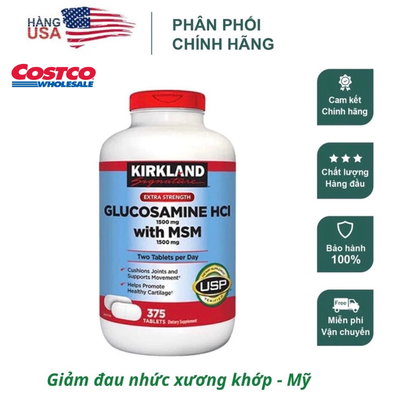 Viên Uống KIRKLAND GLUCOSAMINE HCL 1500mg With MSM 1500mg