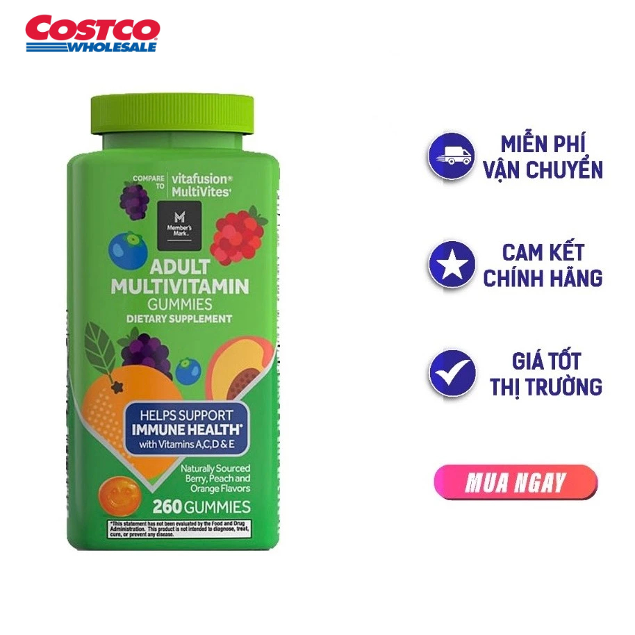 Mẫu mới Kẹo Dẻo Bổ Sung Vitamin Vitafusion MultiVites chai 260 viên.
