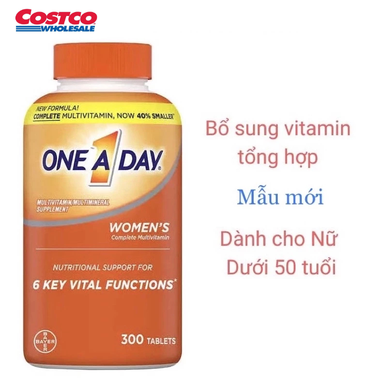 Viên Uống One A Day Men 50+ bổ sung Multivitamin và khoáng chất cho nam giới trên 50, Chai 300 viên