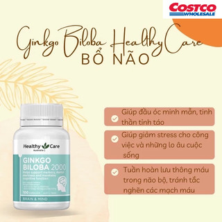 Bổ não Ginkgo biloba 2000mg Healthy Care 100v - Úc