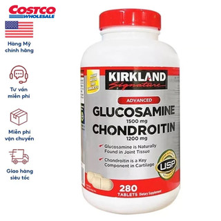 [DATE 2027] Viên Uống Kirkland Signature Glucosamine 1500mg Chondroitin 280 Viên