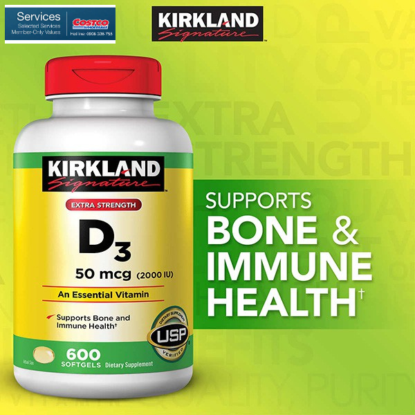 KIRKLAND VITAMIN D3 2000.I.U CHAI 600 VIÊN DATE 2026