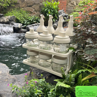 Set Gia Vị Muối Hạt Tiêu Hũ Đựng Gia Vị Lọ Đựng Dầu Ăn Nước Mắm Bằng Thủy Tinh  Nắp Nhựa  Màu Trắng Đục