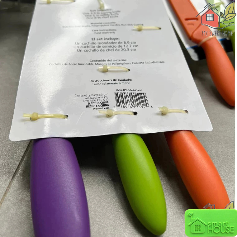 Set 3 Dao Gọt Dao Thái Đa Năng Nhà Bếp Hàng Xuất Mỹ 3 Màu Dao Cắt Hoa Quả Thịt Cá Thực Phẩm Trái Cây Bộ Dụng Cụ Nhà Bếp