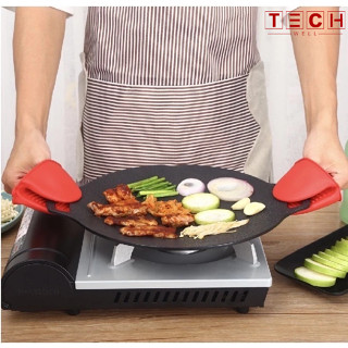 Chảo Gang Nướng Đá Hàn Quốc Chống Dính, Chảo Ăn Nướng BBQ Hàn Quốc Size 34cm Chảo Nướng Bếp Từ
