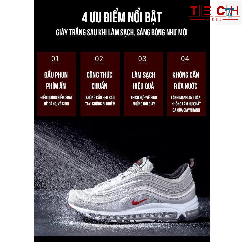 Chai Xịt Bọt Tuyết Giặt Khô Giày Bình Tẩy Trắng Vệ Sinh Giày Dép Sneaker 300ml Chuyên Dụng GODWELL_XG03