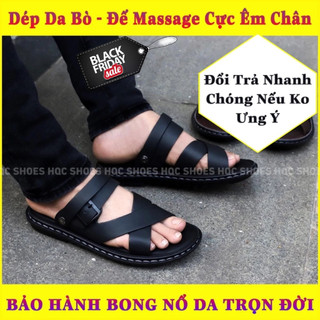Dép quai hậu nam đế massage êm ái da bò nhập khẩu bảo hành 12 tháng HQ865
