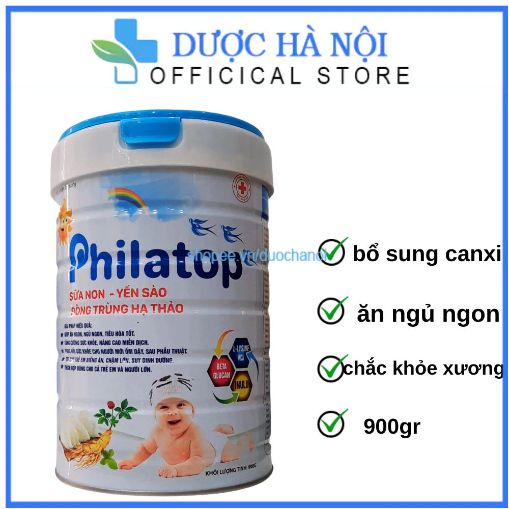 Sữa non Philatop yến sào, đông trùng hạ thảo hộp 900g