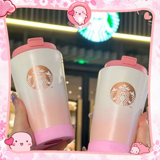 Bình Nước Giữ Nhiệt Starbucks Bằng Inox 304 Họa Tiết Hoa Anh Đào Xinh Xắn - Cách Nhiệt Cao Cấp Phong Cách Tối Giản