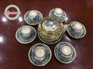 Bộ ấm chén bọc đồng men rạn