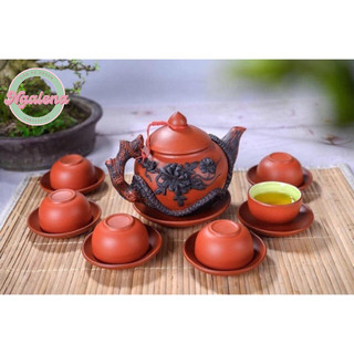 Bộ ấm chén tử sa đắp nổi
