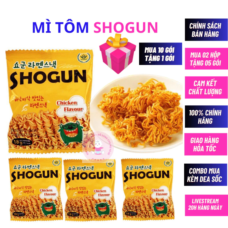 Mì Tôm trẻ em Shogun Hàn Quốc vị gà 18gam