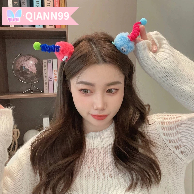 💓Qiann💓 Kẹp Tóc Lông Nhung Nhiều Màu Sắc Phong Cách Hoạt Hình Dễ Thương Xinh Xắn