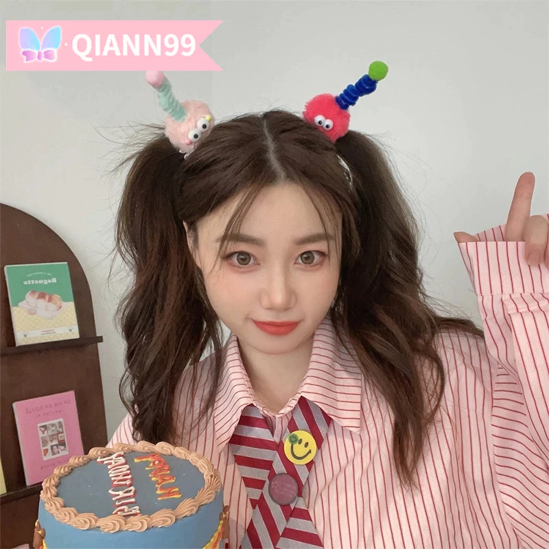 💓Qiann💓 Kẹp Tóc Lông Nhung Nhiều Màu Sắc Phong Cách Hoạt Hình Dễ Thương Xinh Xắn