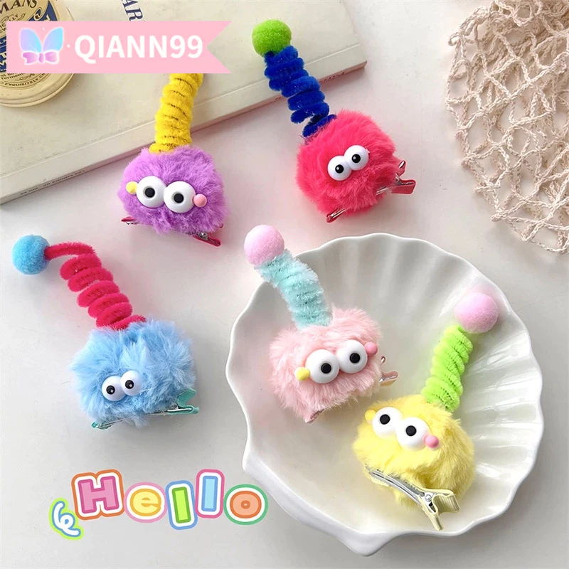 💓Qiann💓 Kẹp Tóc Lông Nhung Nhiều Màu Sắc Phong Cách Hoạt Hình Dễ Thương Xinh Xắn