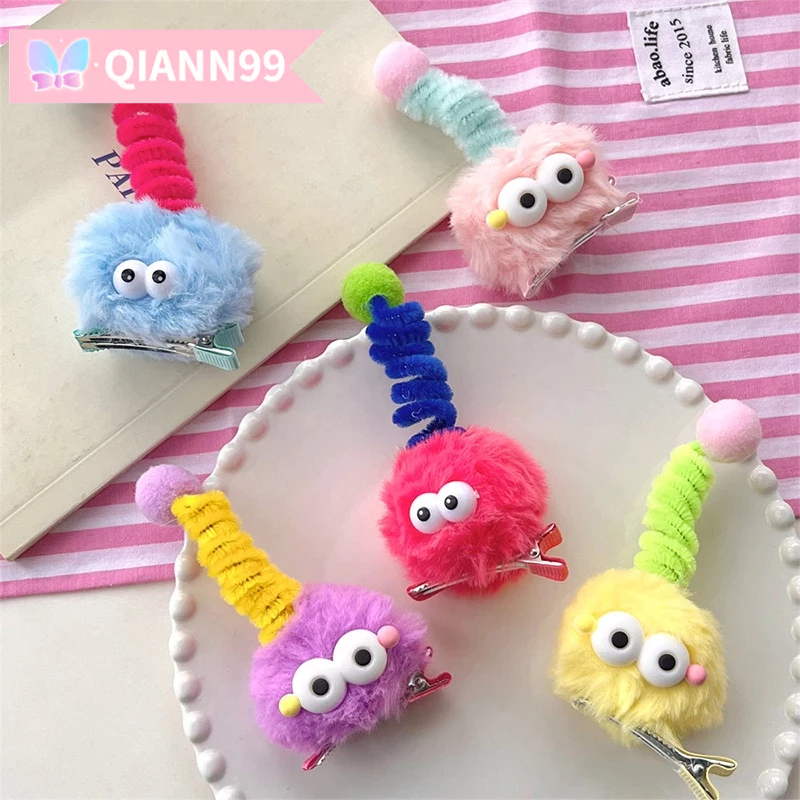 💓Qiann💓 Kẹp Tóc Lông Nhung Nhiều Màu Sắc Phong Cách Hoạt Hình Dễ Thương Xinh Xắn