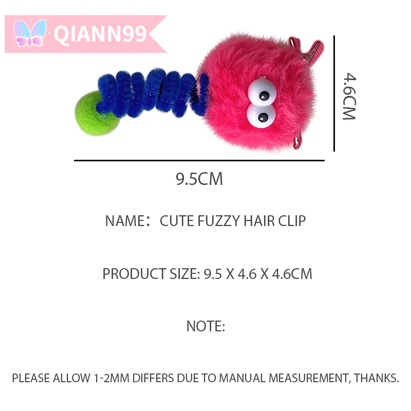 💓Qiann💓 Kẹp Tóc Lông Nhung Nhiều Màu Sắc Phong Cách Hoạt Hình Dễ Thương Xinh Xắn