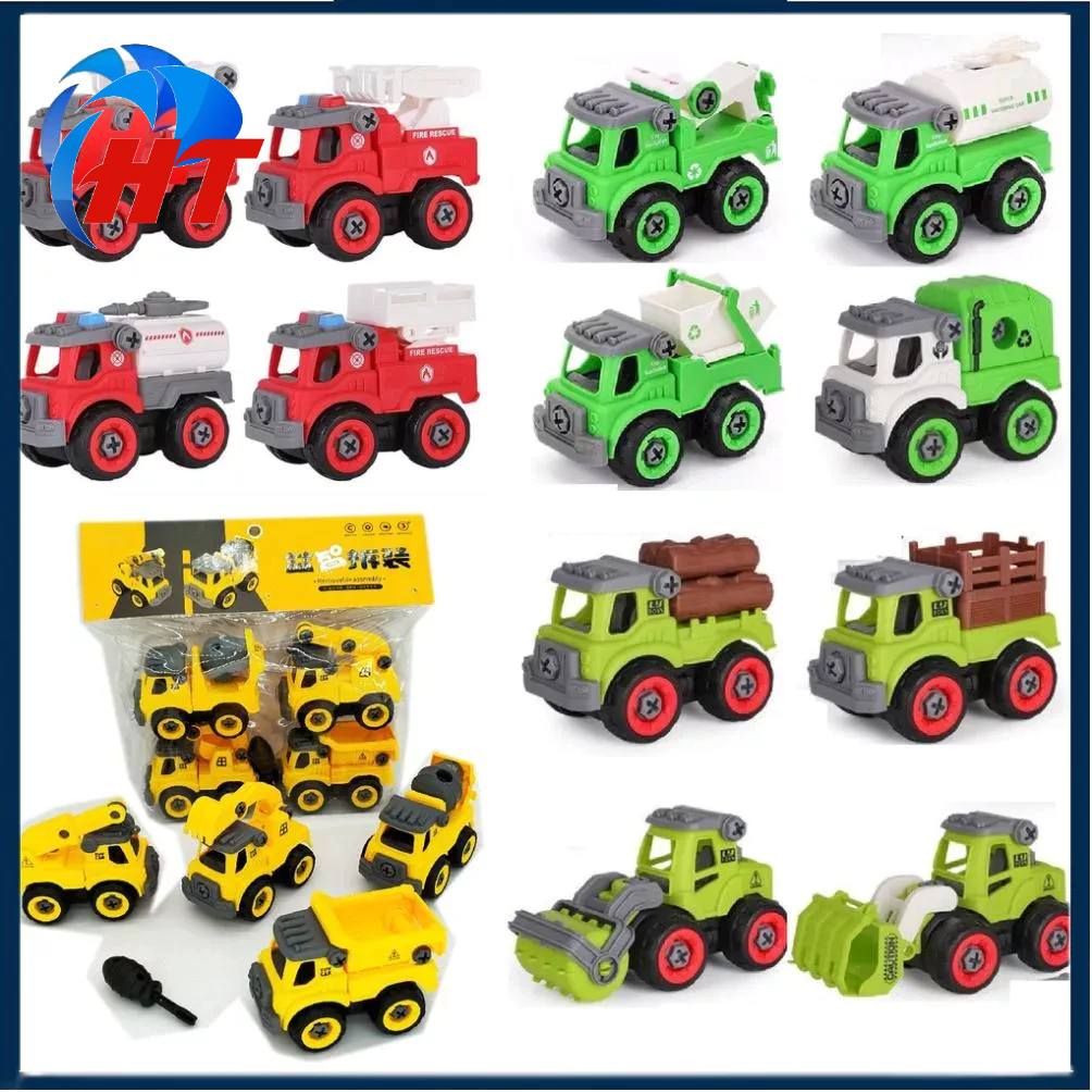 Set 4 xe công trình mô hình tháo lắp rắp