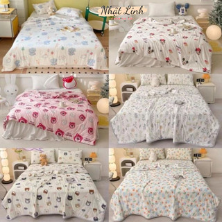 Chăn thun lạnh tencel, chăn hè 2mx2m3 thun mát lạnh họa tiết hàn quốc