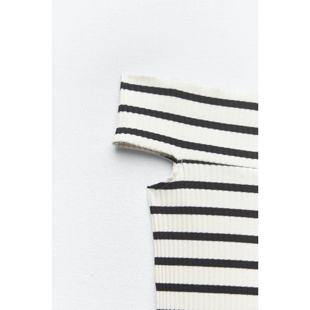 Áo thun gân trễ vai Zara Auth New Tag có sẵn 0858/166 0858166