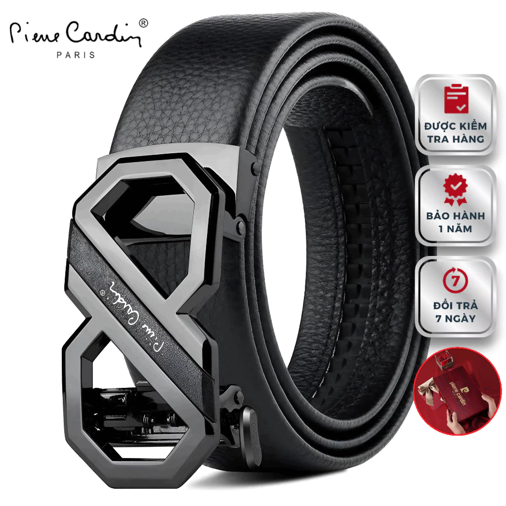 Thắt Lưng Nam Da Bò Thật 100% Cao Cấp Hàng Hiệu Pierre Cardin Dây Nịt Nam Cao Cấp PD118 Hộp Gỗ Làm Quà Tặng, Quà Biếu