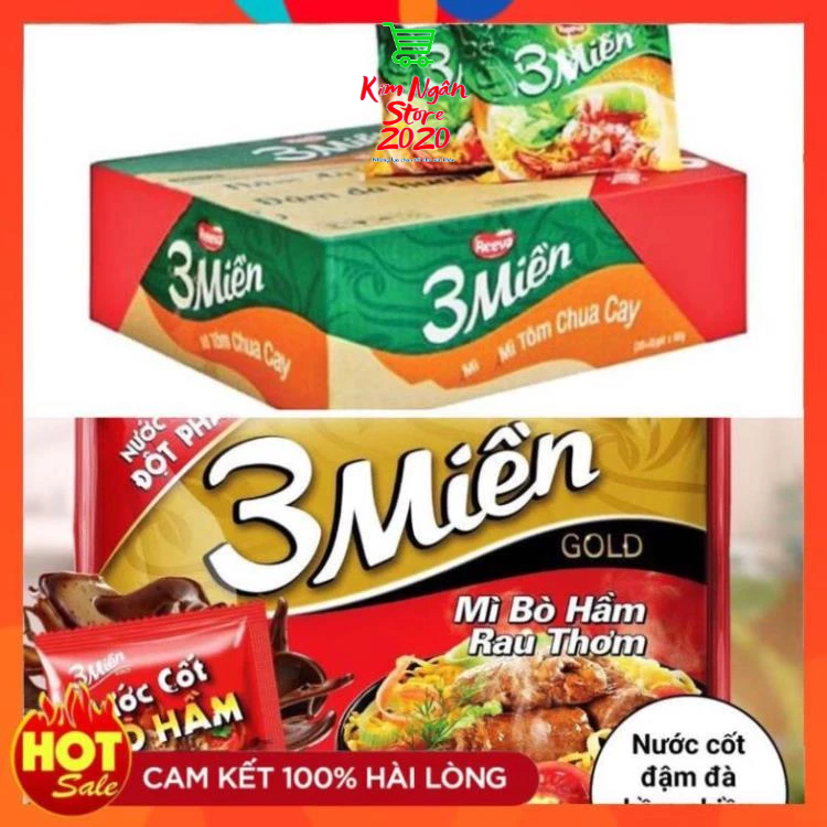 [HCM] Thùng 30 gói mì Ba Miền chua cay ( tặng 1 gói bò hầm rau thơm )