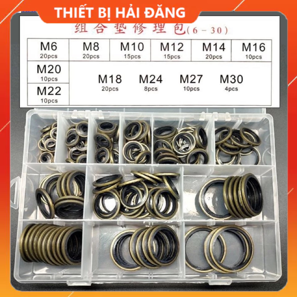 Hộp long đen thép lõi cao su 162 chi tiết cao cấp