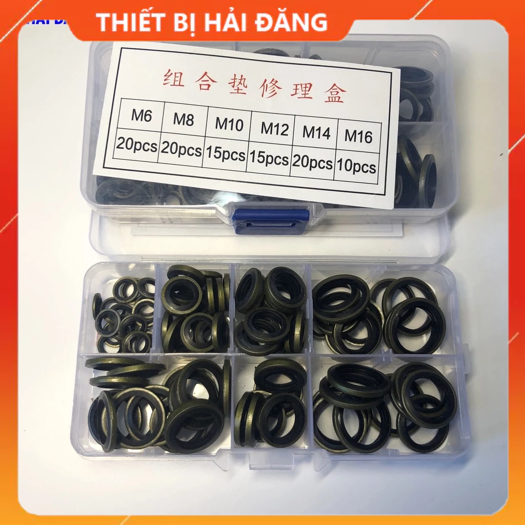 Hộp long đen thép lõi cao su 162 chi tiết cao cấp