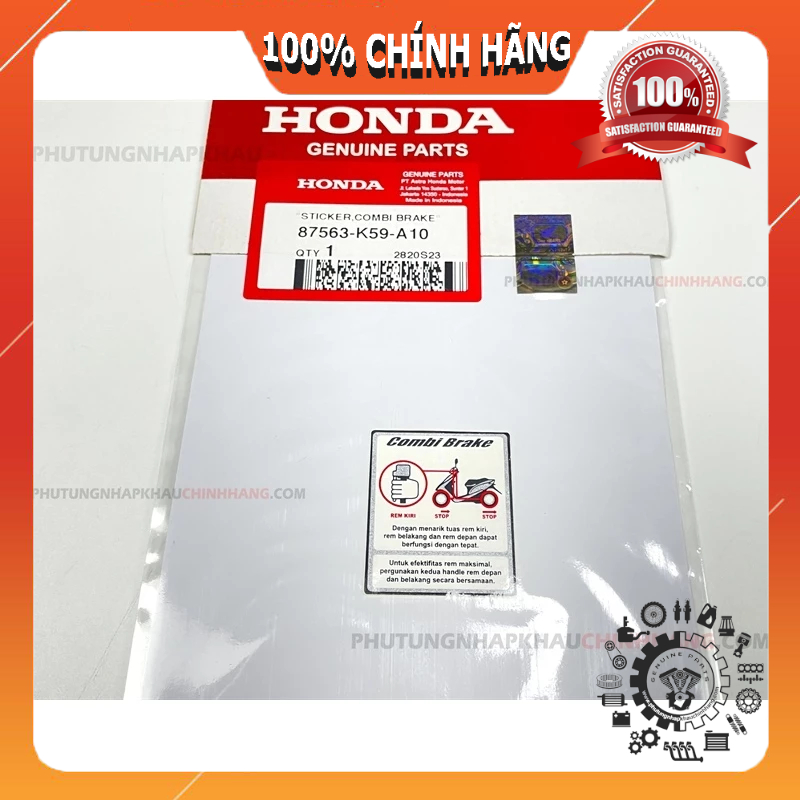 Tem cảnh báo COMBI BRAKE HONDA INDONESIA nhập khẩu chính hãng 87563K59A10
