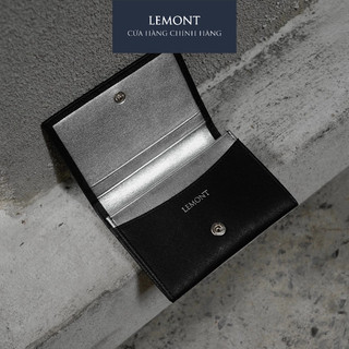 Ví da bò thật Tiny Wallet màu Đen Silver nhỏ gọn - Thiết kế chính hãng từ Lemont.