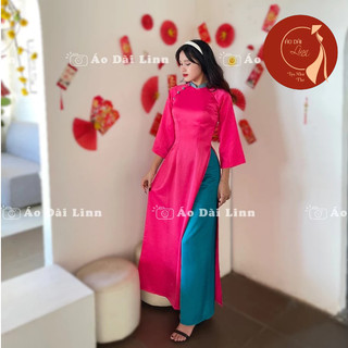 Áo dài nữ, Áo dài truyền thống lụa hồng sen thiết kế cao cấp phong cách trẻ trung hàng may sẵn