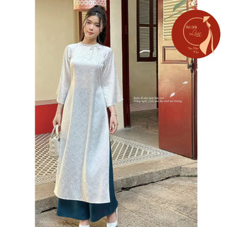 Áo dài cách tân, Áo dài dáng xuông gấm hoa niên cao cấp phong cách trẻ trung may sẵn