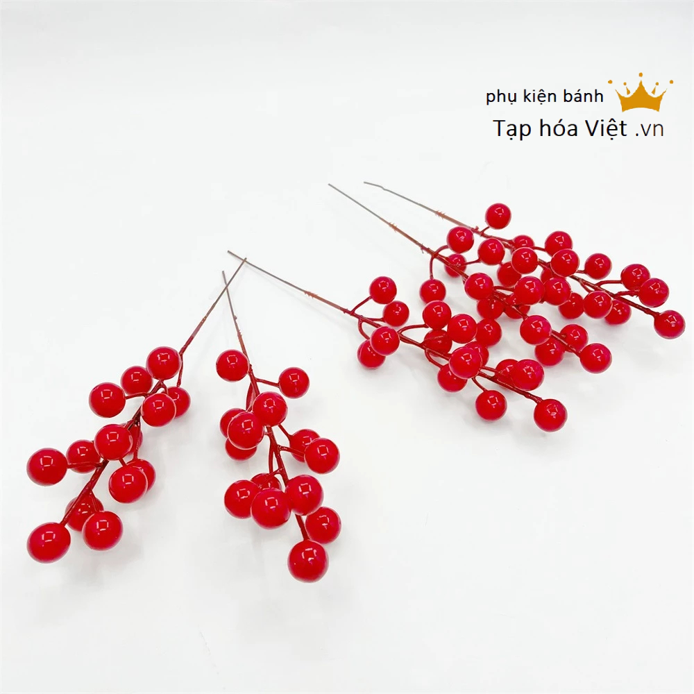 Nhánh đào đông trang trí tết cành cherry 12 quả trang trí oản tài lộc, giỏ quà bó hoa