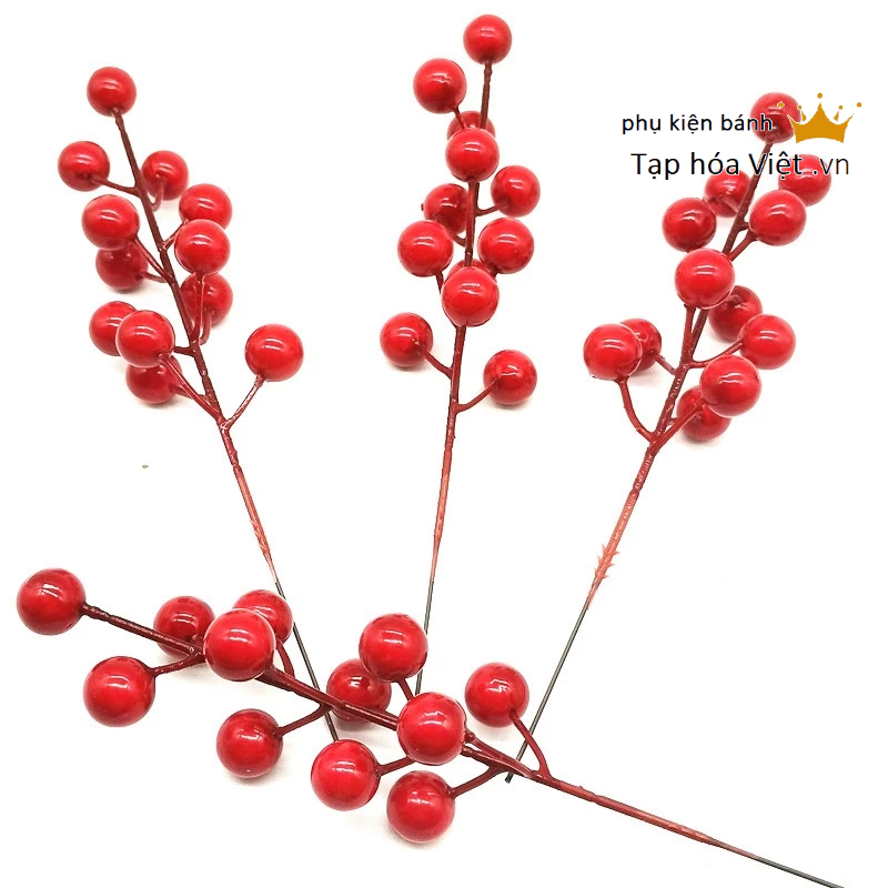 Nhánh đào đông trang trí tết cành cherry 12 quả trang trí oản tài lộc, giỏ quà bó hoa