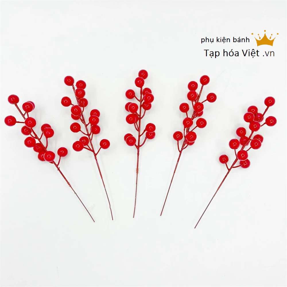 Nhánh đào đông trang trí tết cành cherry 12 quả trang trí oản tài lộc, giỏ quà bó hoa