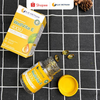 Vitamin e - wellvita e 400iu giảm nám tàn nhàng - ngăn ngừa lão hóa - làm đẹp da - sáng da - hộp 30 viên
