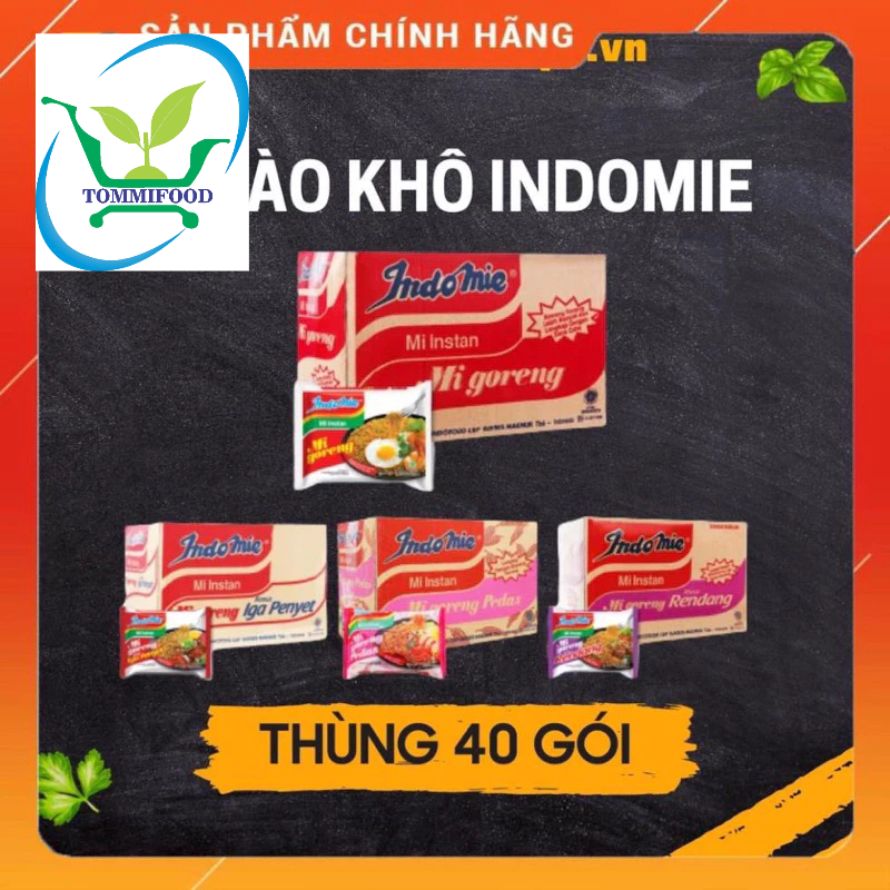 Thùng 40 Gói Mì Trộn Indomie Mix Đủ Vị: Đặc Biệt, Cay Nồng, Sườn Cay, Bò Cay, Gà Giòn Cay, Ớt Xanh