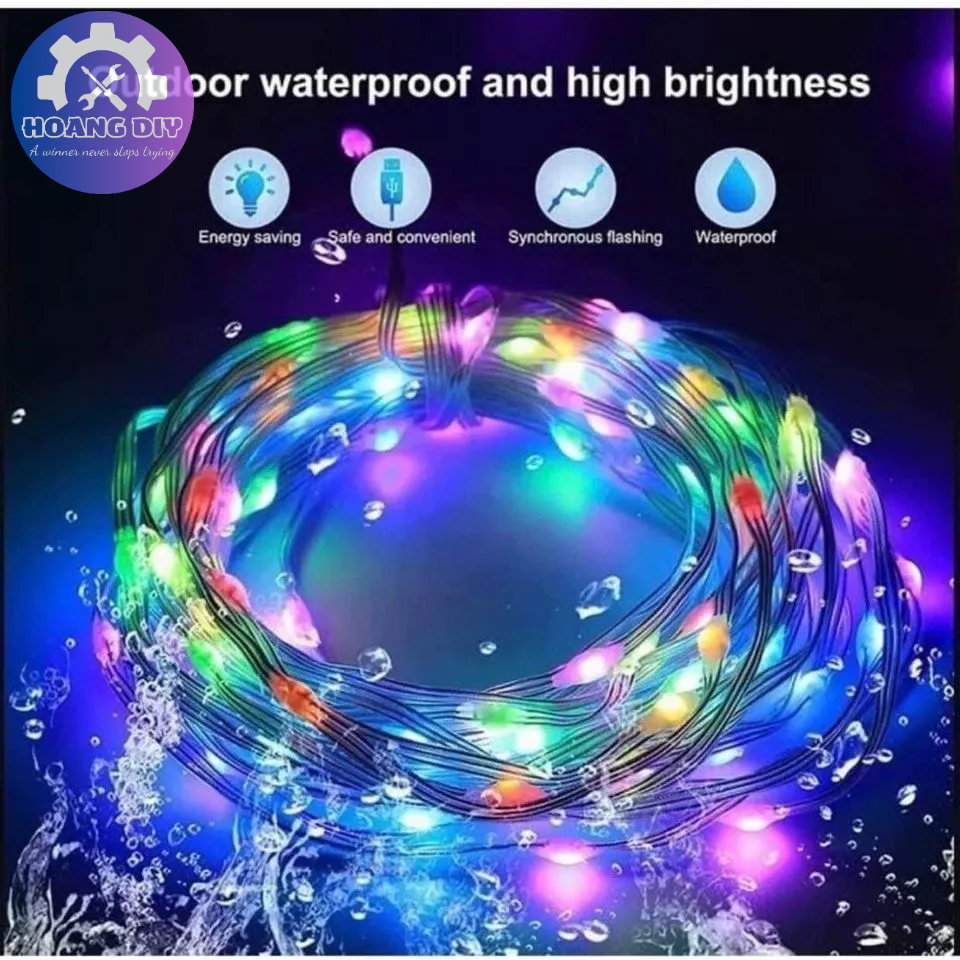 Dây đèn led  Fairy Light 16 triệu màu 10M điều khiển APP điện thoại, led giọt nước, dây led nháy đuổi