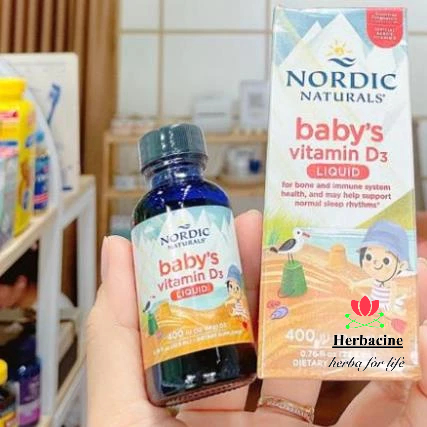 Siro Vitamin D3 Nordic Natural dành cho trẻ sơ sinh của Mỹ 400IU (10mcg) D3