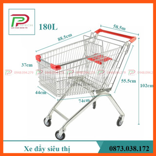 Xe đẩy siêu thị 60l/80l/100l/150l/180l, xe đẩy mua sắm