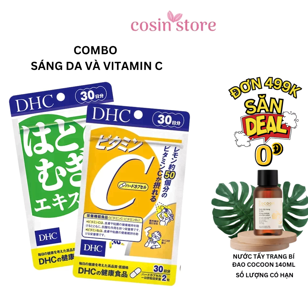 Combo viên uống sáng da và vitamin c DHC 30 ngày của Nhật dùng hỗ trợ sáng da mờ thâm shop Cosin Store
