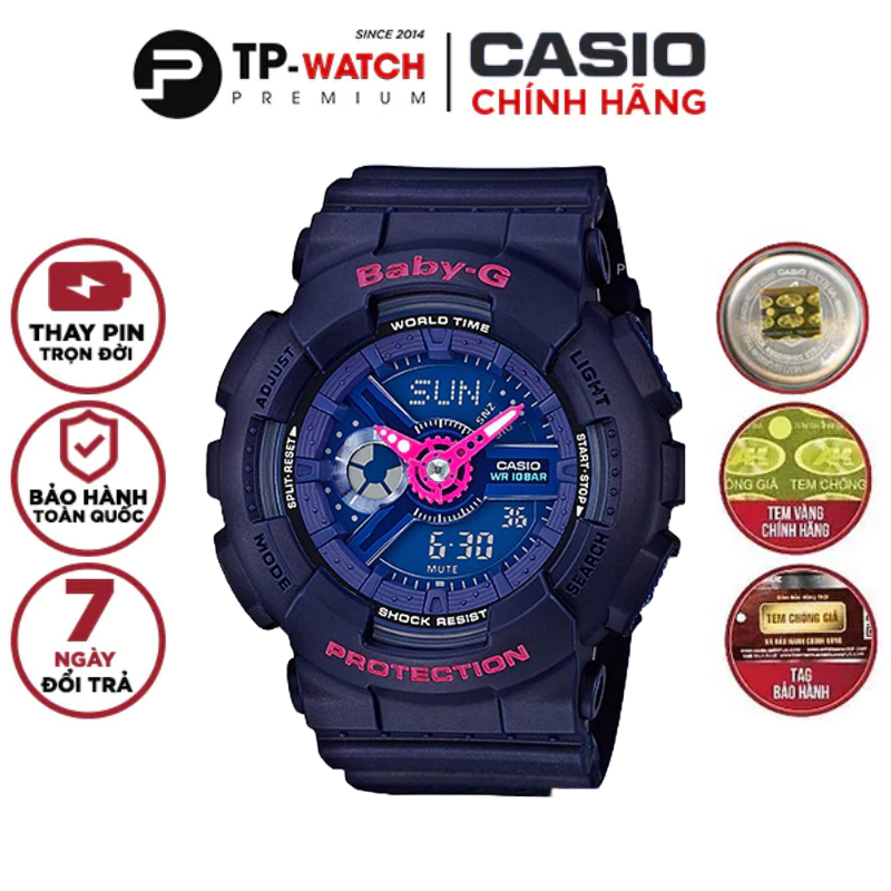 Đồng Hồ Nữ Dây Nhựa Casio Baby-G BA-110PP-2ADR Chính Hãng BA-110PP-2A