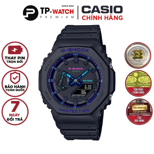 Đồng Hồ Nam Dây Nhựa Casio G-Shock GA-2100VB-1ADR Chính Hãng Lõi Carbon GA-2100VB-1A