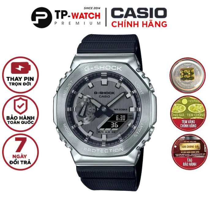 Đồng Hồ Nam Dây Nhựa Casio G-Shock GM-2100-1A Vỏ Thép Chính Hãng - GM-2100-1ADR Carbon Core