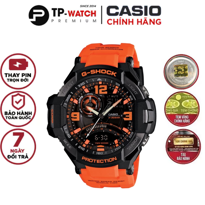 Đồng Hồ Nam Dây Nhựa Casio G-SHOCK GA-1000-4A Gravity Master (la bàn, đo nhiệt độ, kim dạ quang)