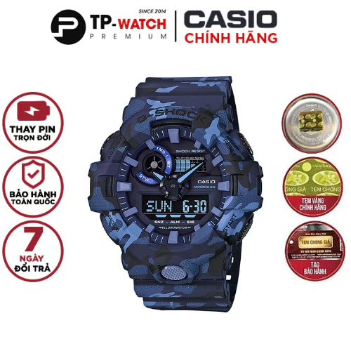Đồng Hồ Nam Dây Nhựa Casio G-SHOCK GA-700CM-2A Blue Camo | GA-700CM-2ADR