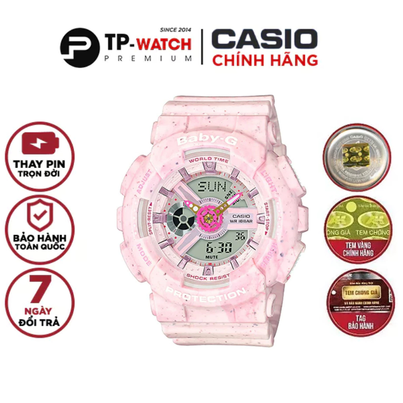Đồng Hồ Nữ Dây Nhựa Casio Baby-G BA-110PI-4A Chính Hãng - BA-110PI-4APRH Hương Kem Dâu