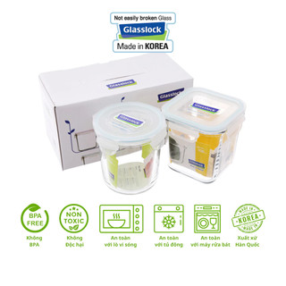 Bộ 2 Hộp Thủy Tinh 720ml + 920ml Glasslock GL44  Hàn Quốc - Larva Store